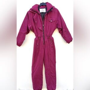 Vintage NILS Resort Collection One Piece Ski Snowsuit Womens Sz 10 Purple Hooded